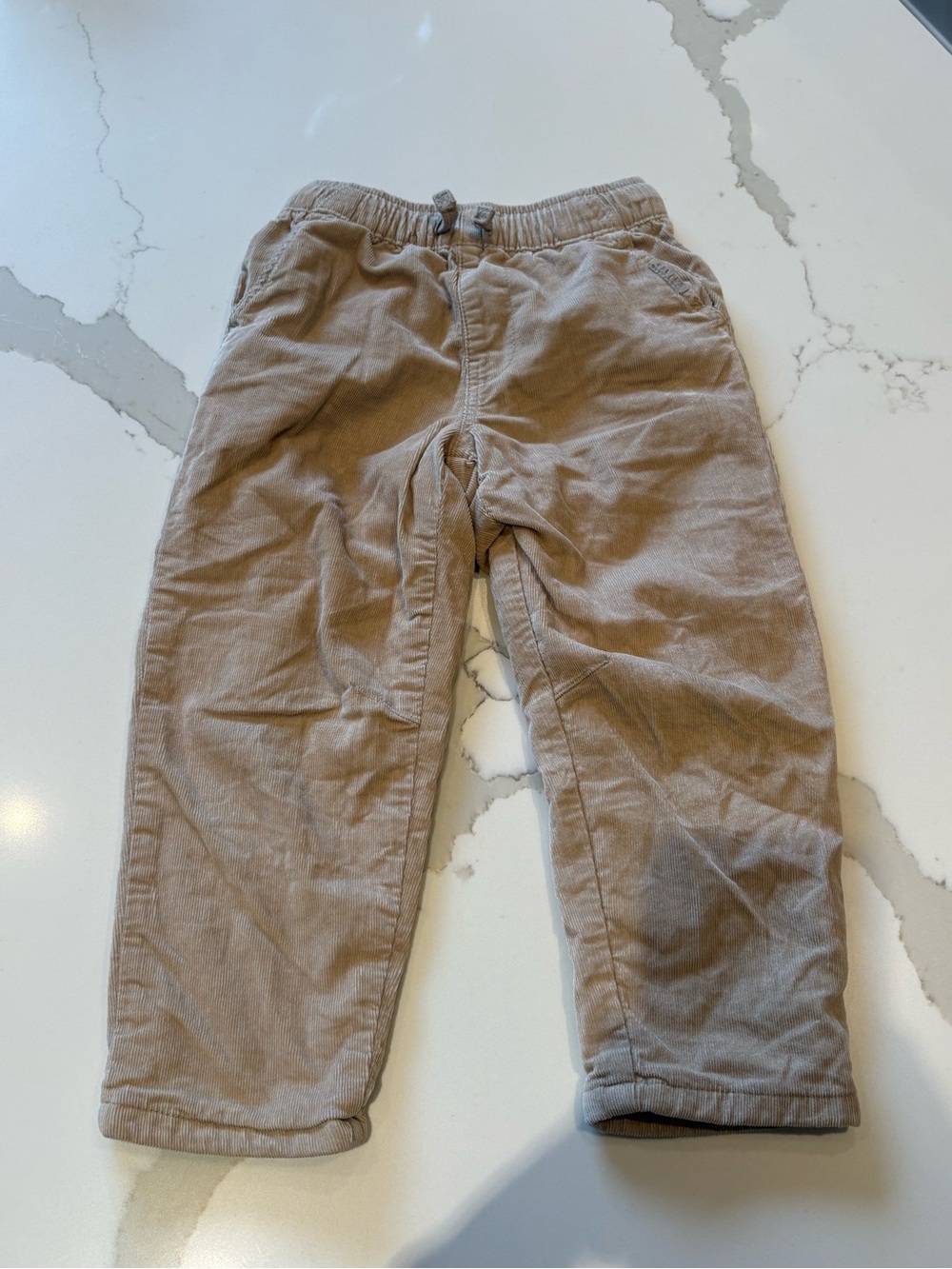 Zara Toddler Boys Size 4 Corduroy Pull-On Pants in Light Brown Tan - Soft Lined